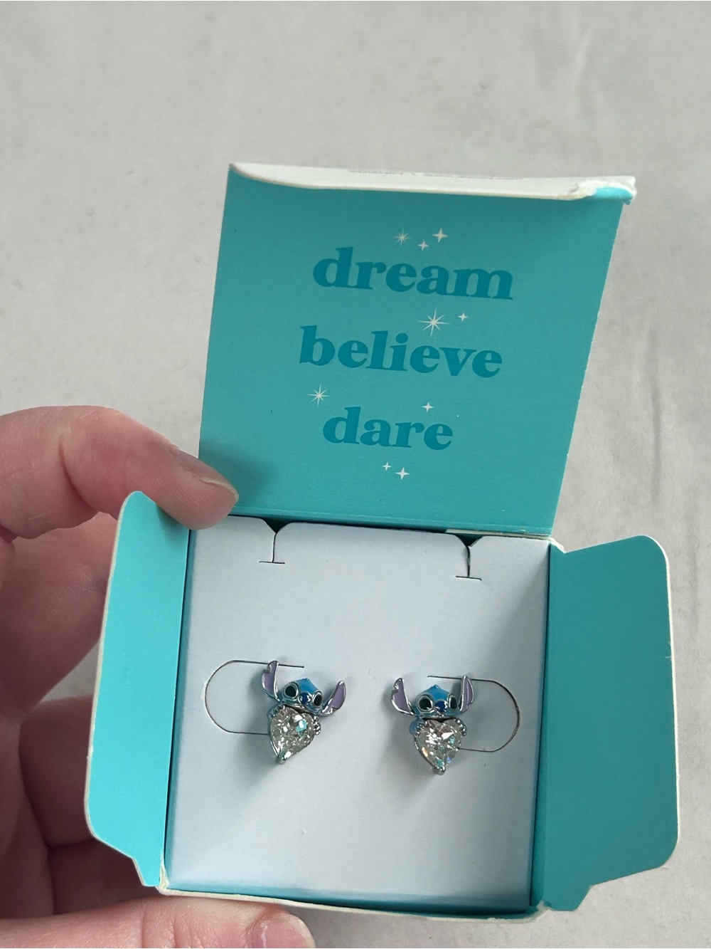 Origami Owl Disney Stitch Heart Stud Earrings ER3175 New in Box NWT